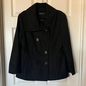 NINE WEST Grey Double Breasted Peacoat